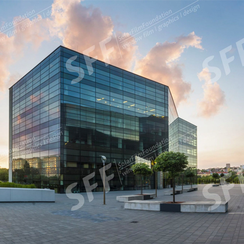 Modern office building in the evening