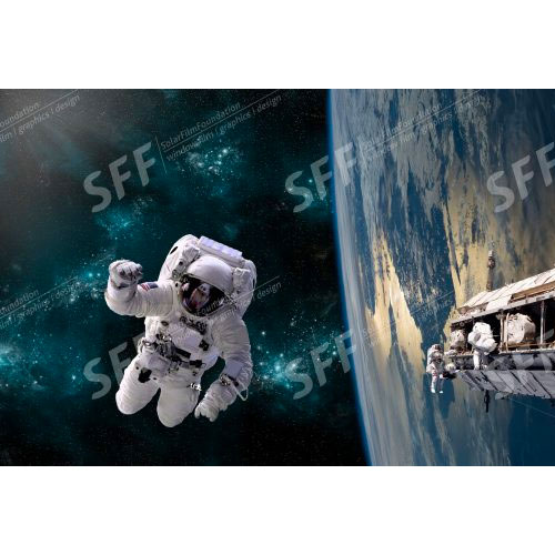 A team of astronauts perform work