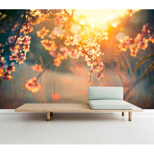 Beautiful nature scene with blooming tree