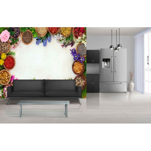 Medical herb & flower border with fresh dried herbs and flowers