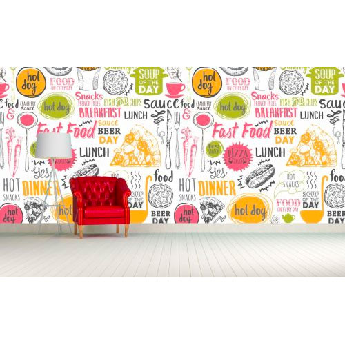 Seamless background with fastfood symbols